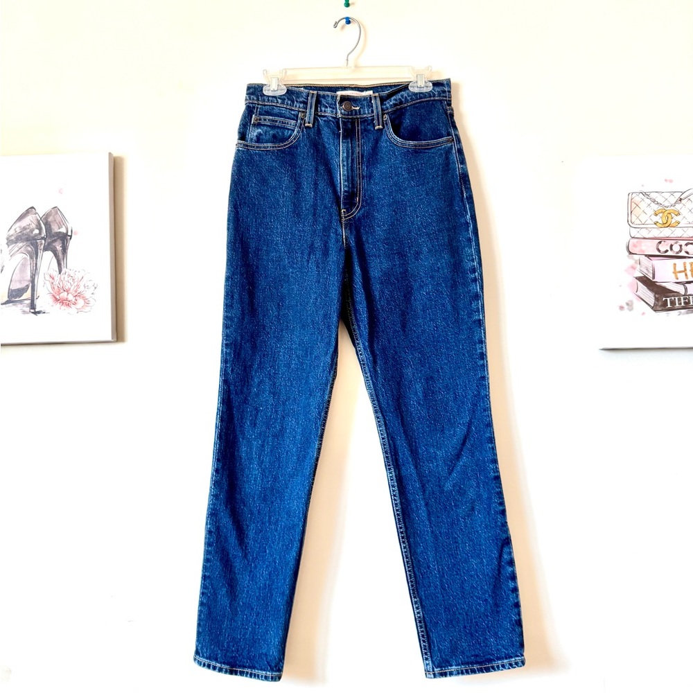 Levi's Premium 70’s High Rise Straight Leg W28 L29 Women's Jeans Dark Blue
